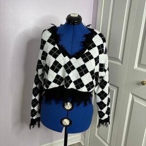 preppy Y2K sweater with fringe